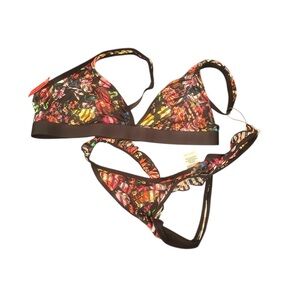 Floral Print Women's Bra Set